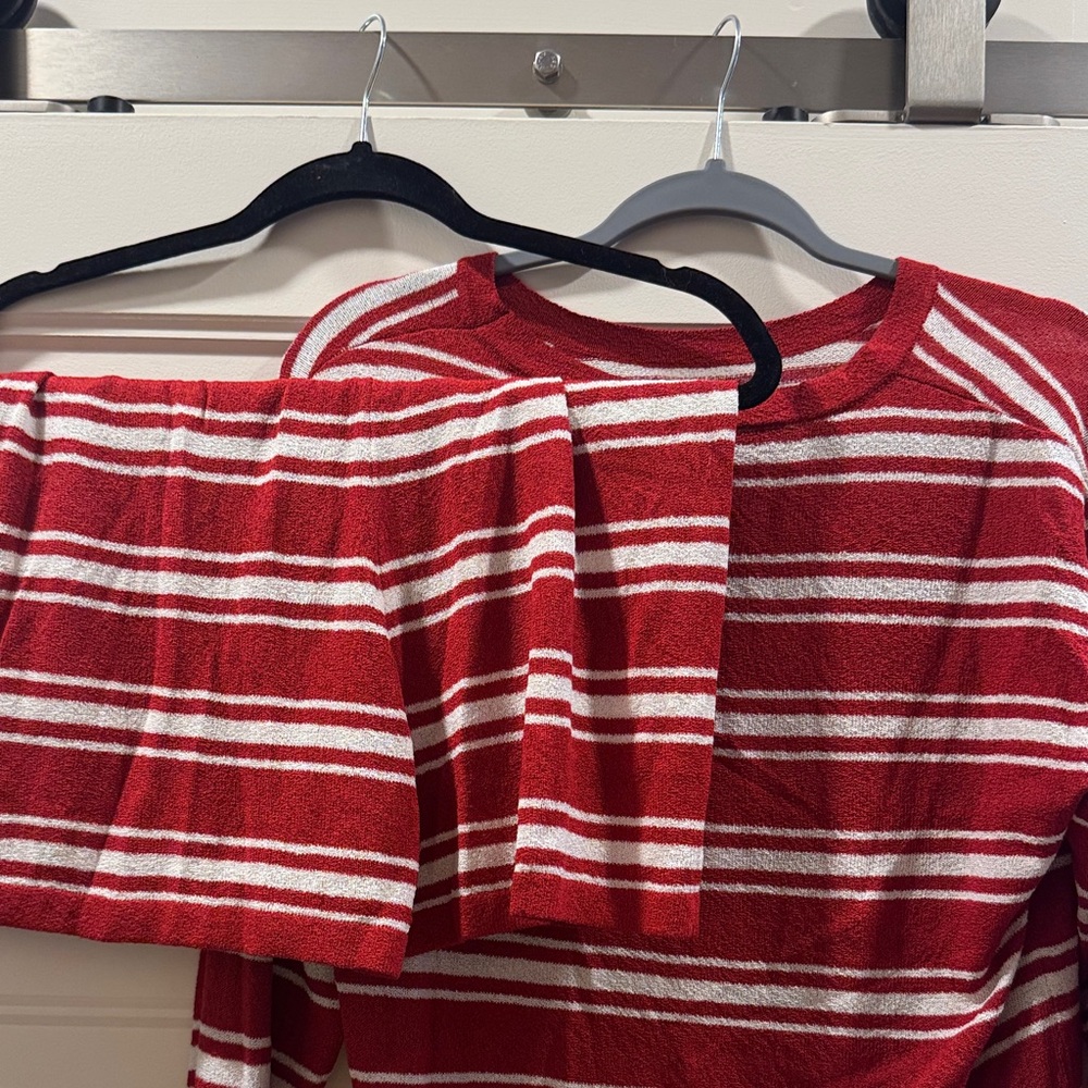 Red and White Striped Top and shorts